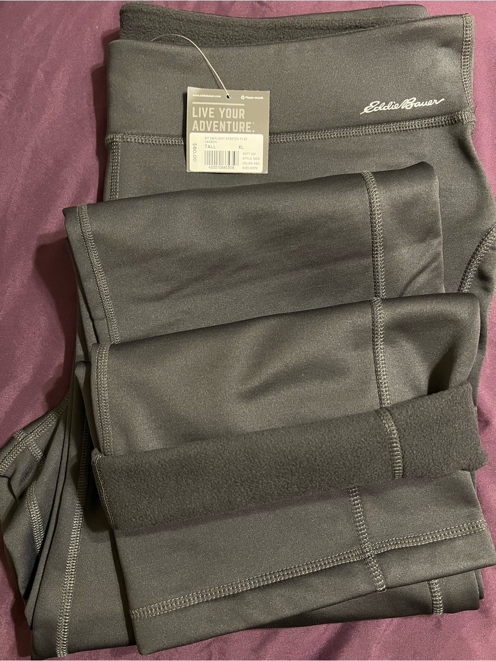 NWT Eddie Bauer Daylight Stretch Fleece Pants Tall XL Carbon